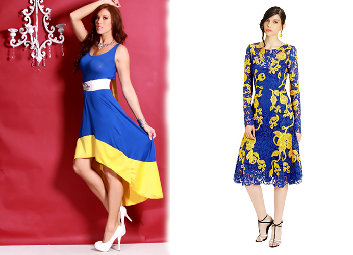 Royal Blue Dress With Yellow ...