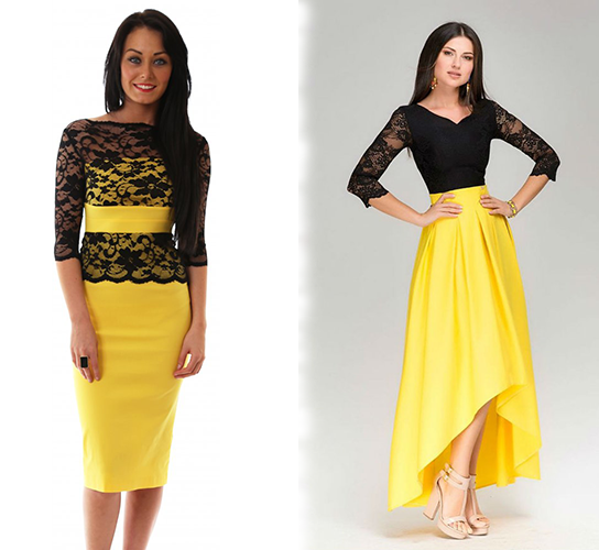 yellow and black combination dress