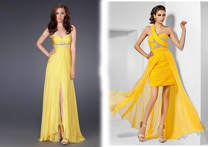 long frocks in yellow colour