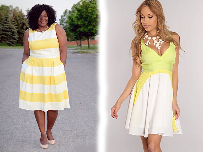 yellow white combination dress