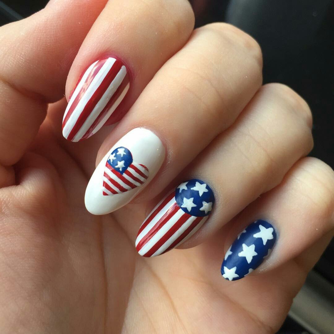 american flag Nails with Stripes