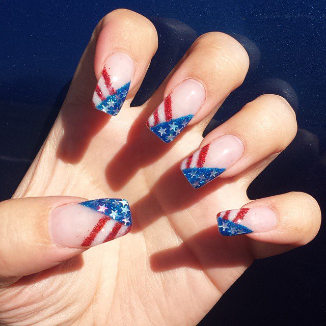 american flag Square Nails