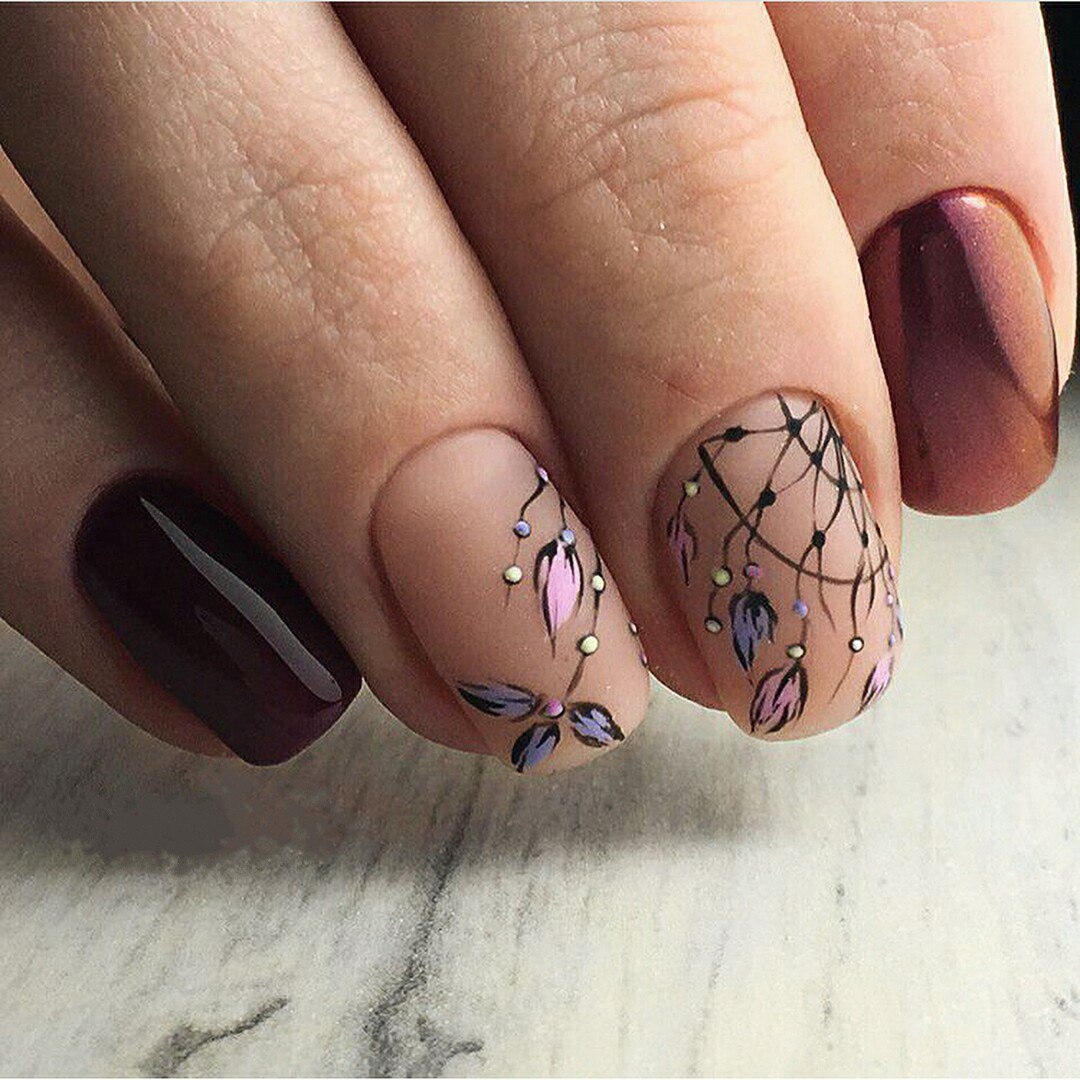 spring flower nail design