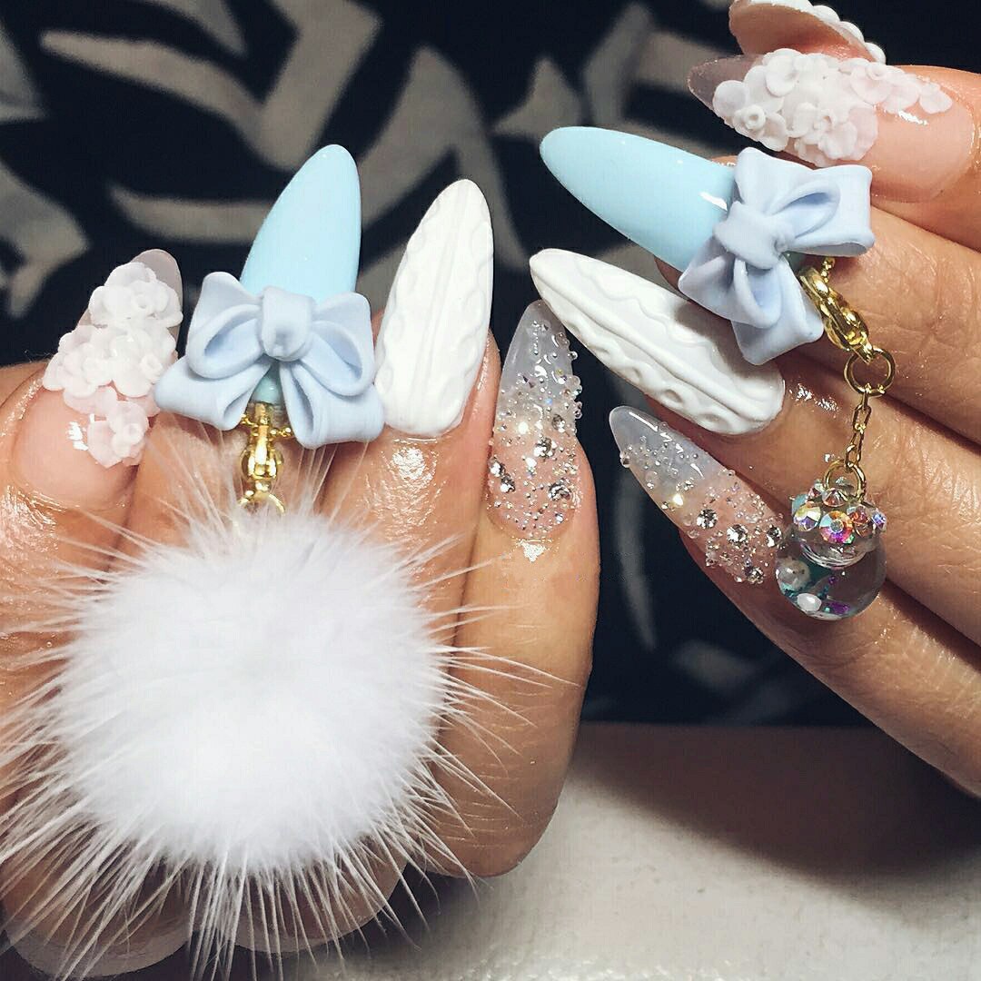 3d bow nail designs