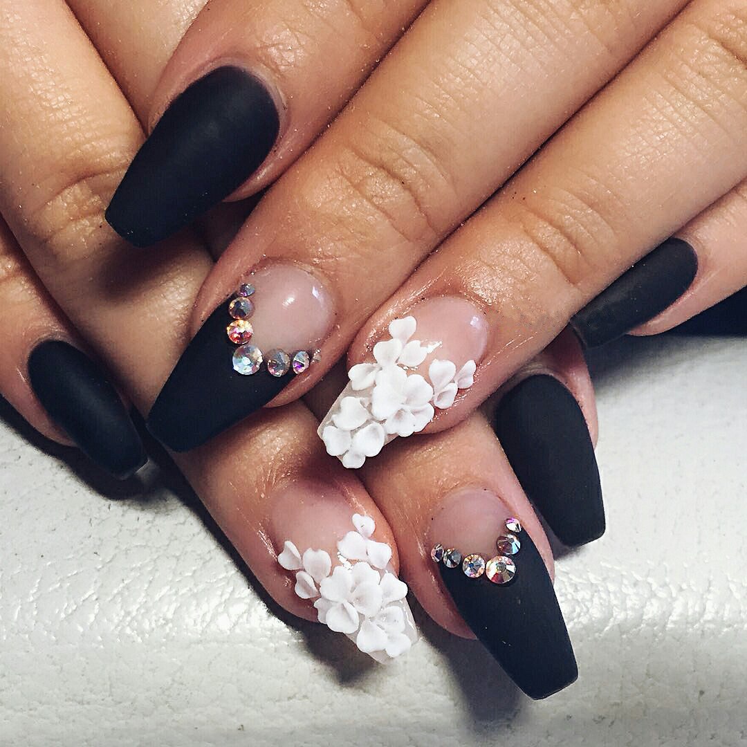 black 3d nail art