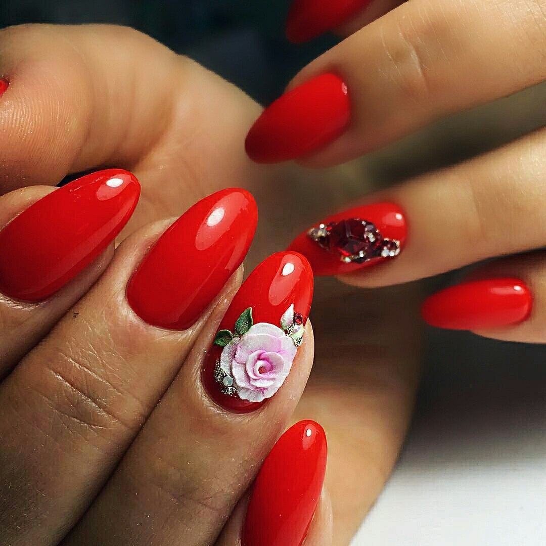 red 3d nail art