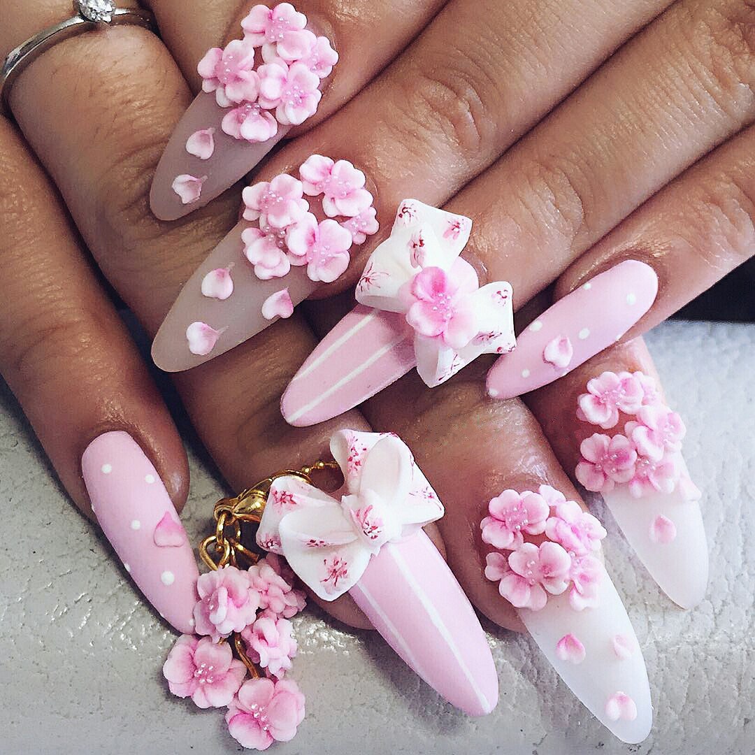 Pretty Nail Designs With 3d Bows