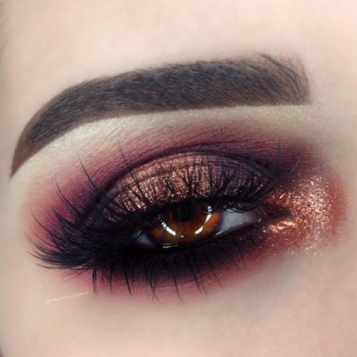 Burgundy Gold and Black Eyeshadows on Brown Eyes