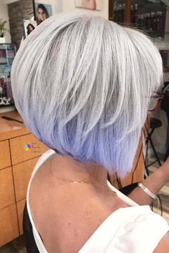 Gorgeous Silver Bob with Lavender Ends