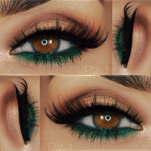 Green and Brown Eyeshadows on Brown Eyes