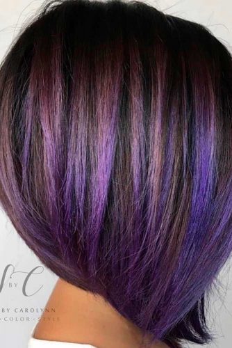 purple highlights in brown hair