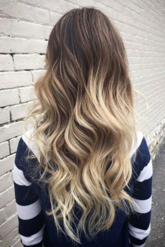 ombre hair brown to blonde medium length