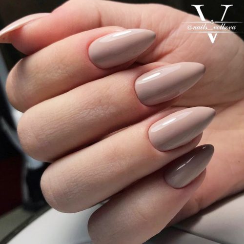 Long Nails With A Nude Brown Color #simplenaildesign #nudebrownnails