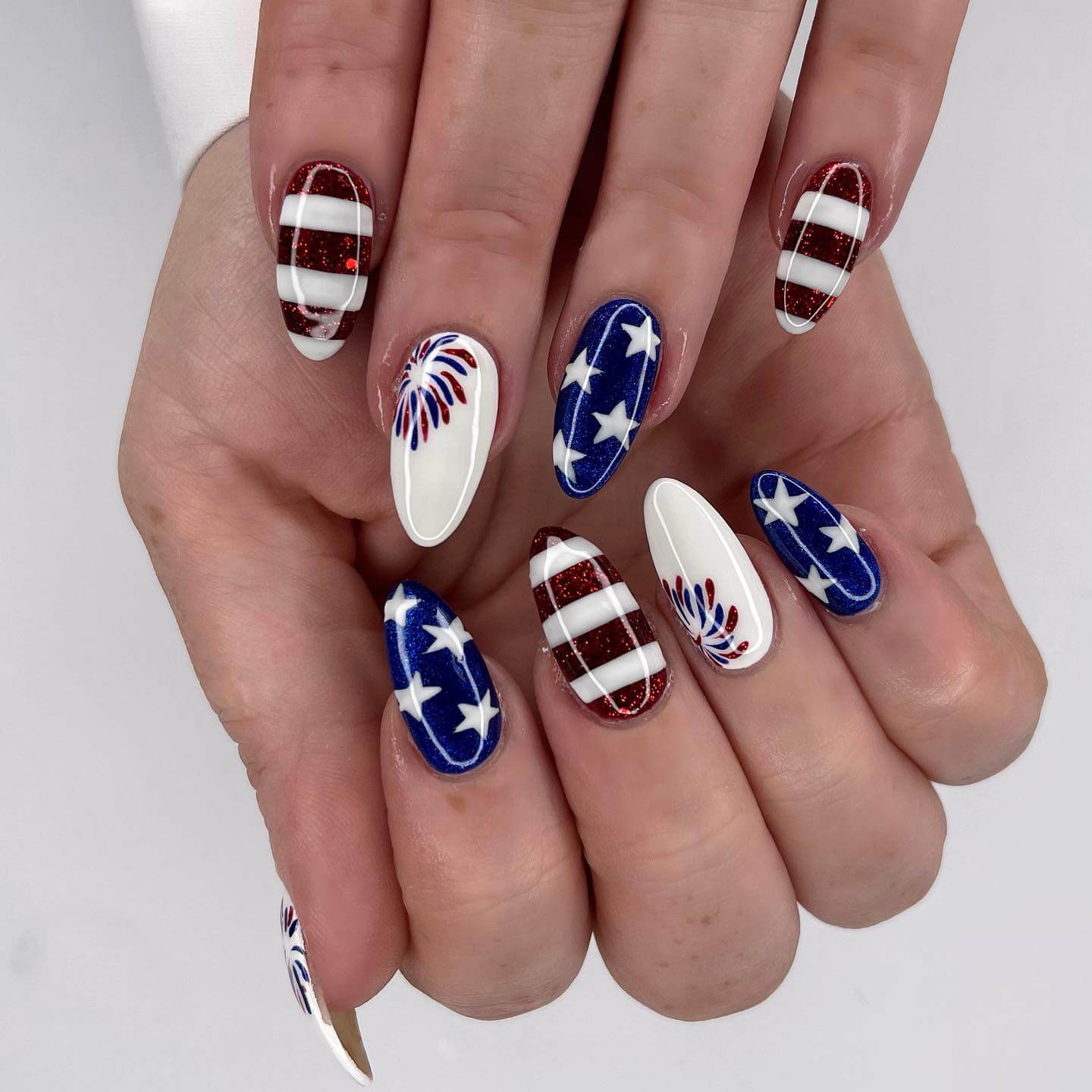 american flag Firework Nails