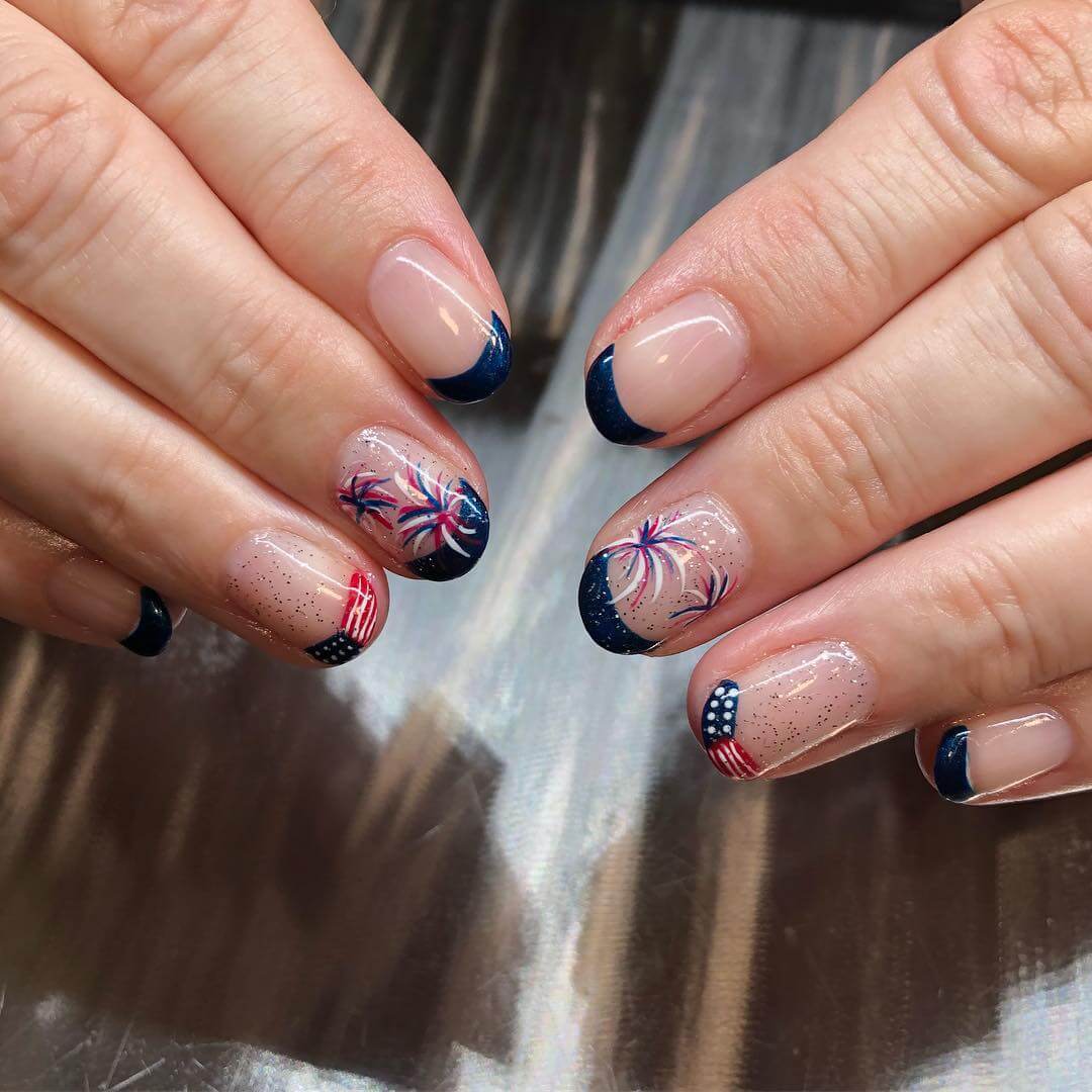 american flag French Tip Nails