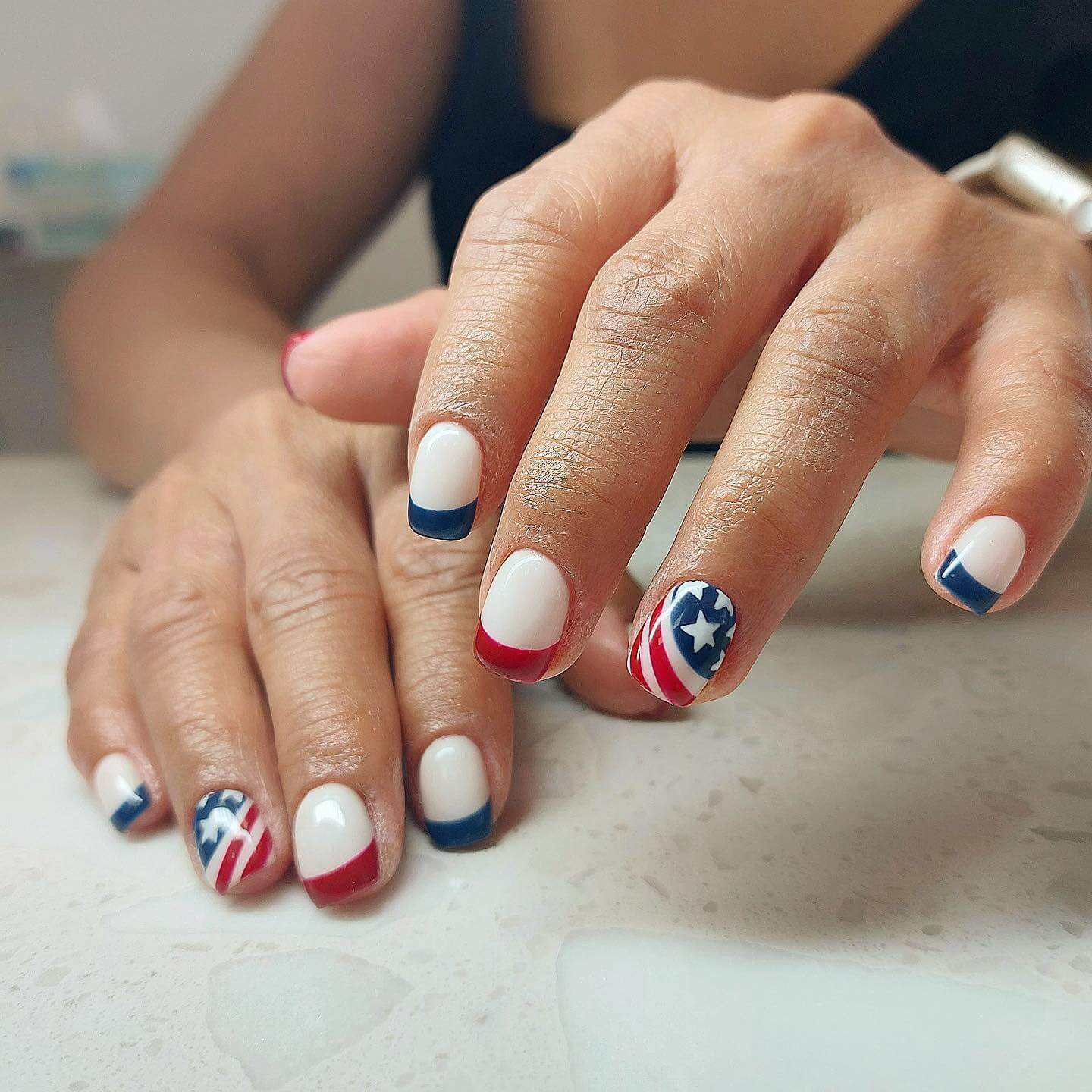 4th of july French Tip Nails