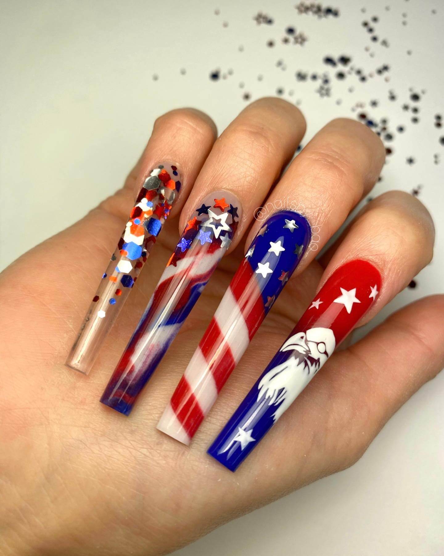 american flag Long Nails