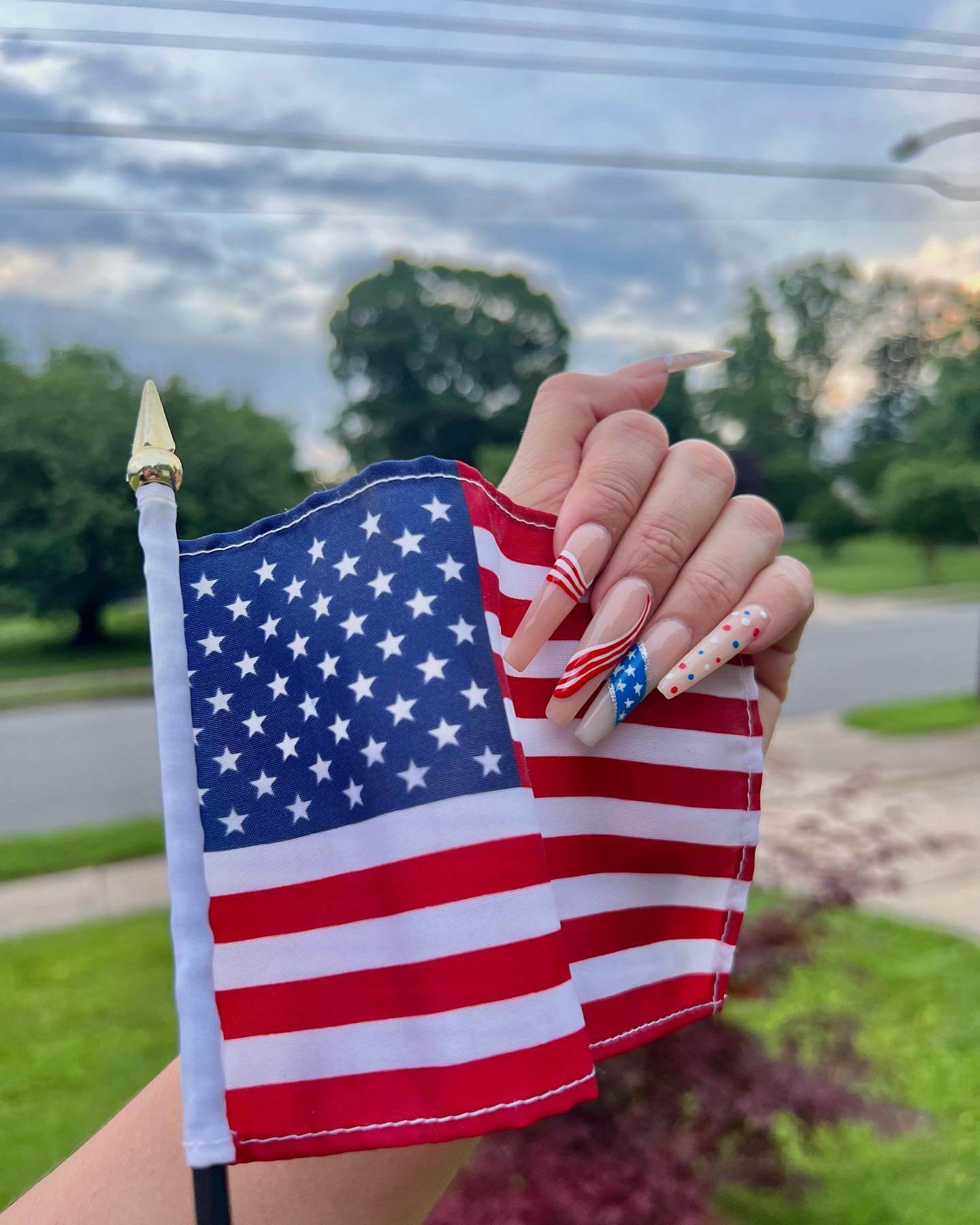 american flag Long Nails
