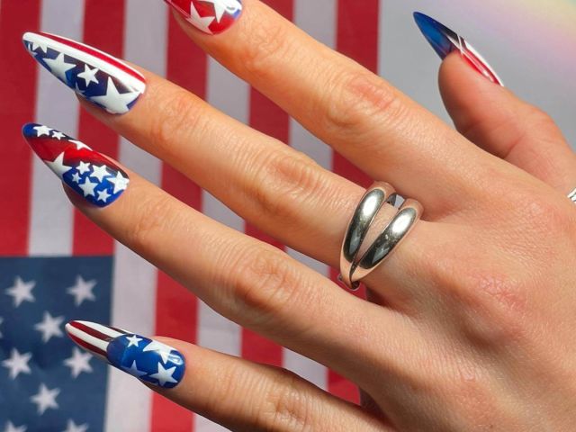 american flag nails design for 4th of july