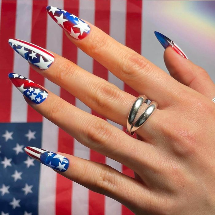 american flag nails design for 4th of july