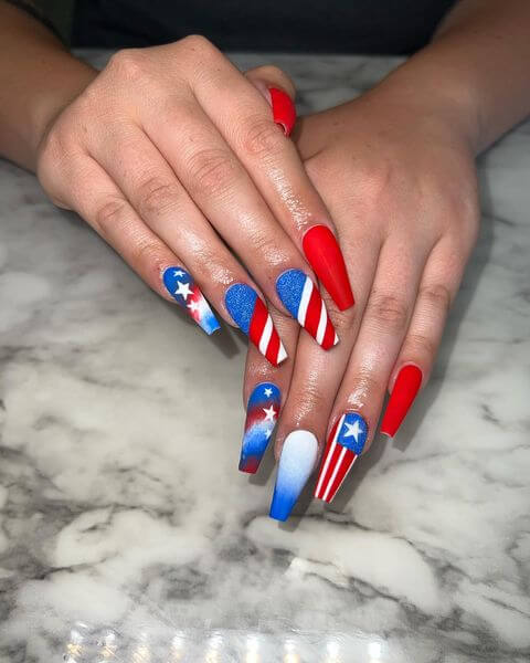 american flag Matte Nails