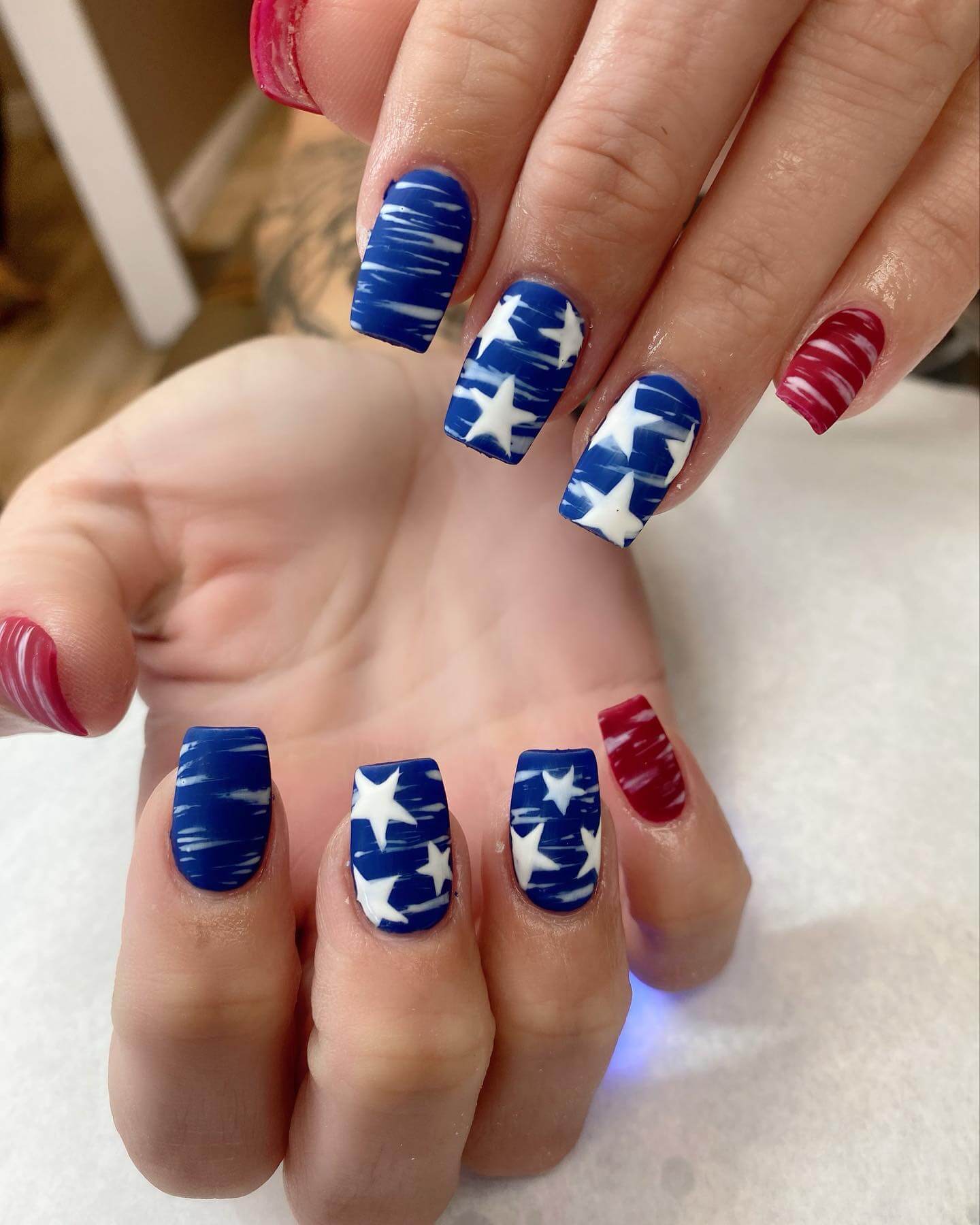 4th of july Matte Nails