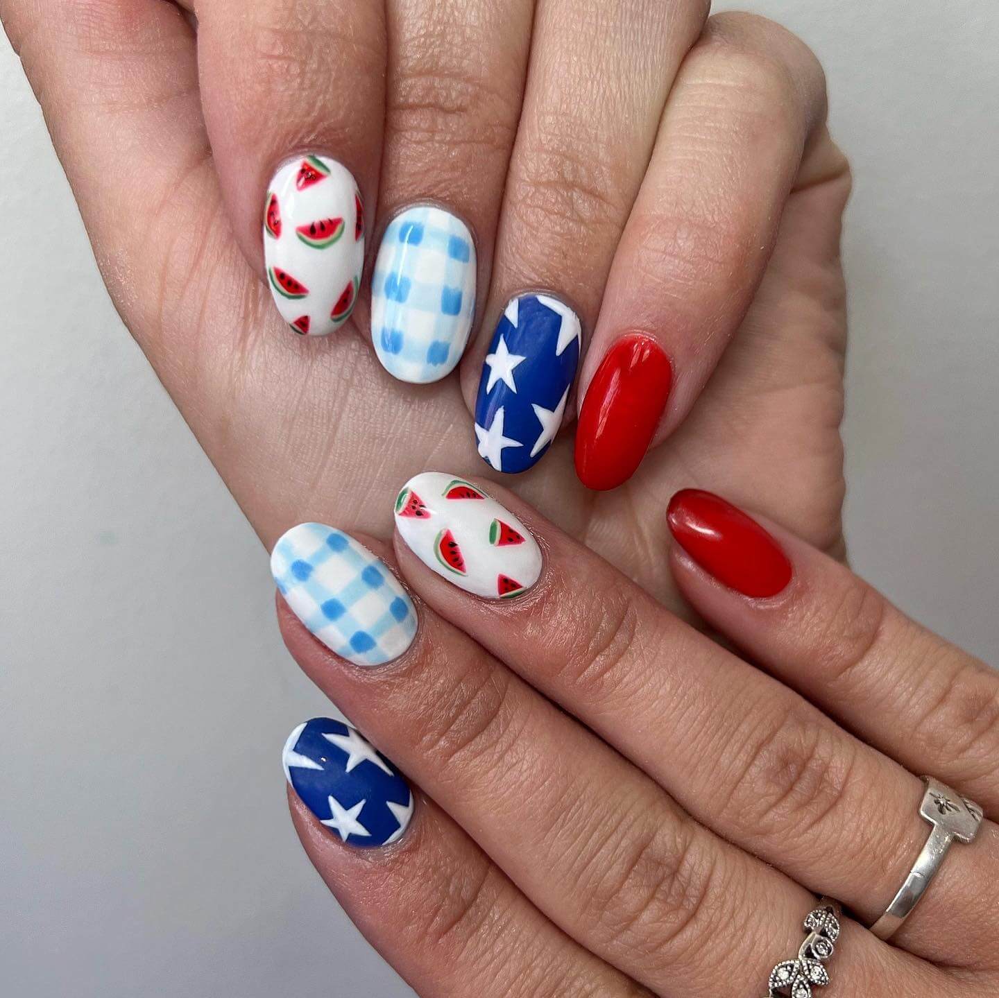 american flag Nails with Stars