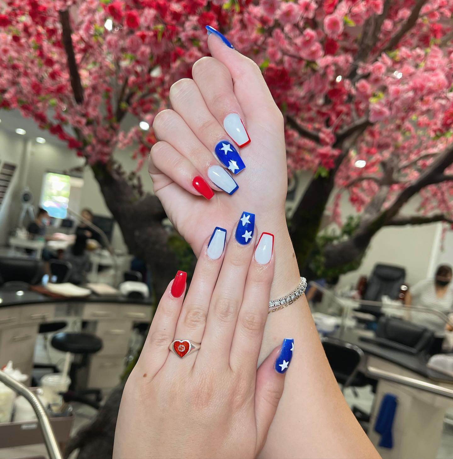 american flag Coffin Nails