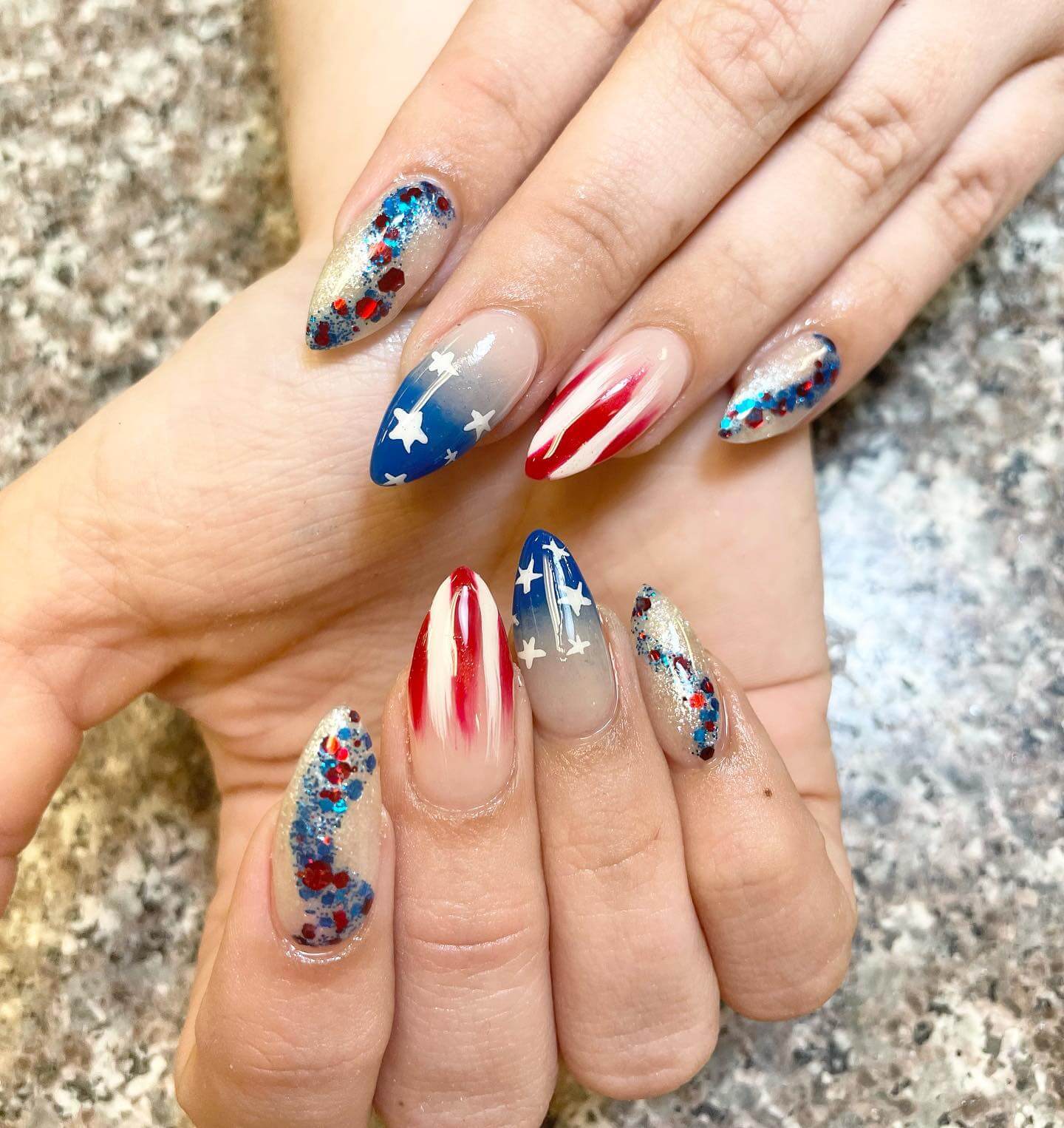 american flag Ombre Nails