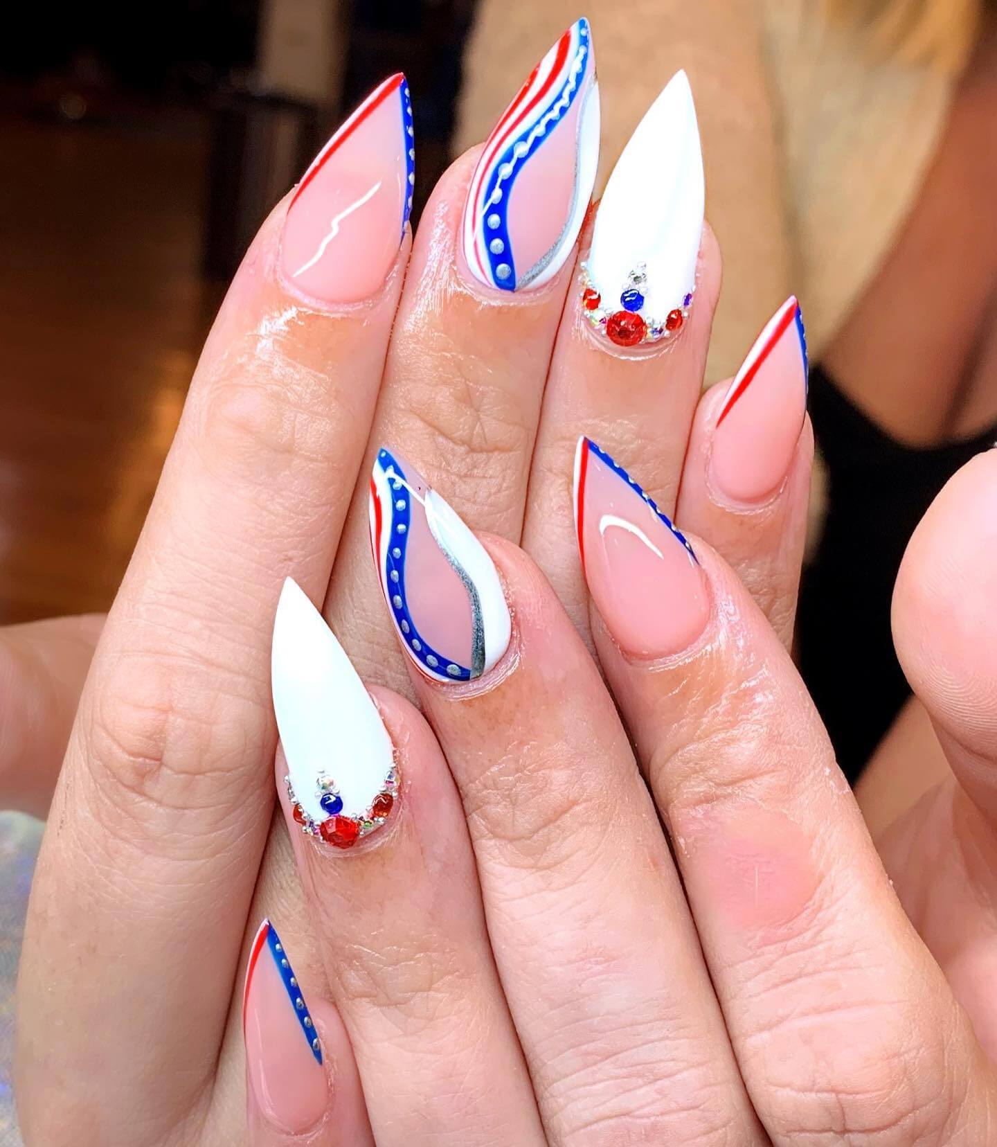 american flag Stiletto Nails