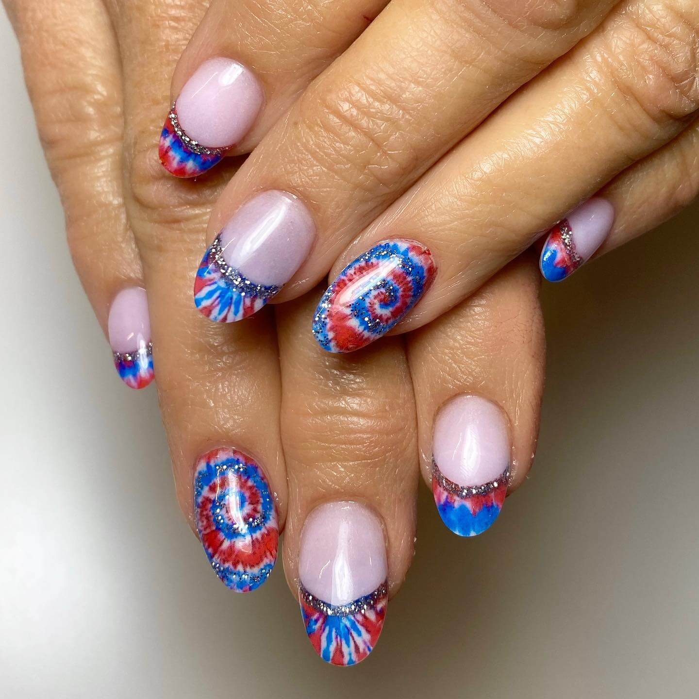 american flag Water Marble Nails