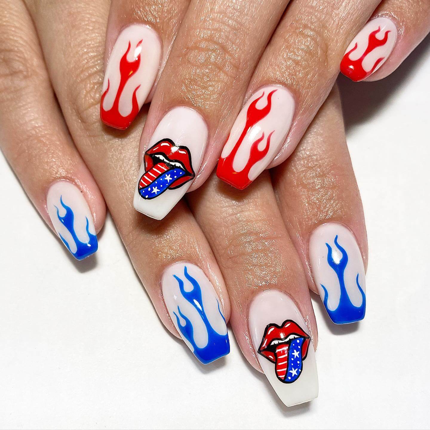 4th of july Coffin Nails