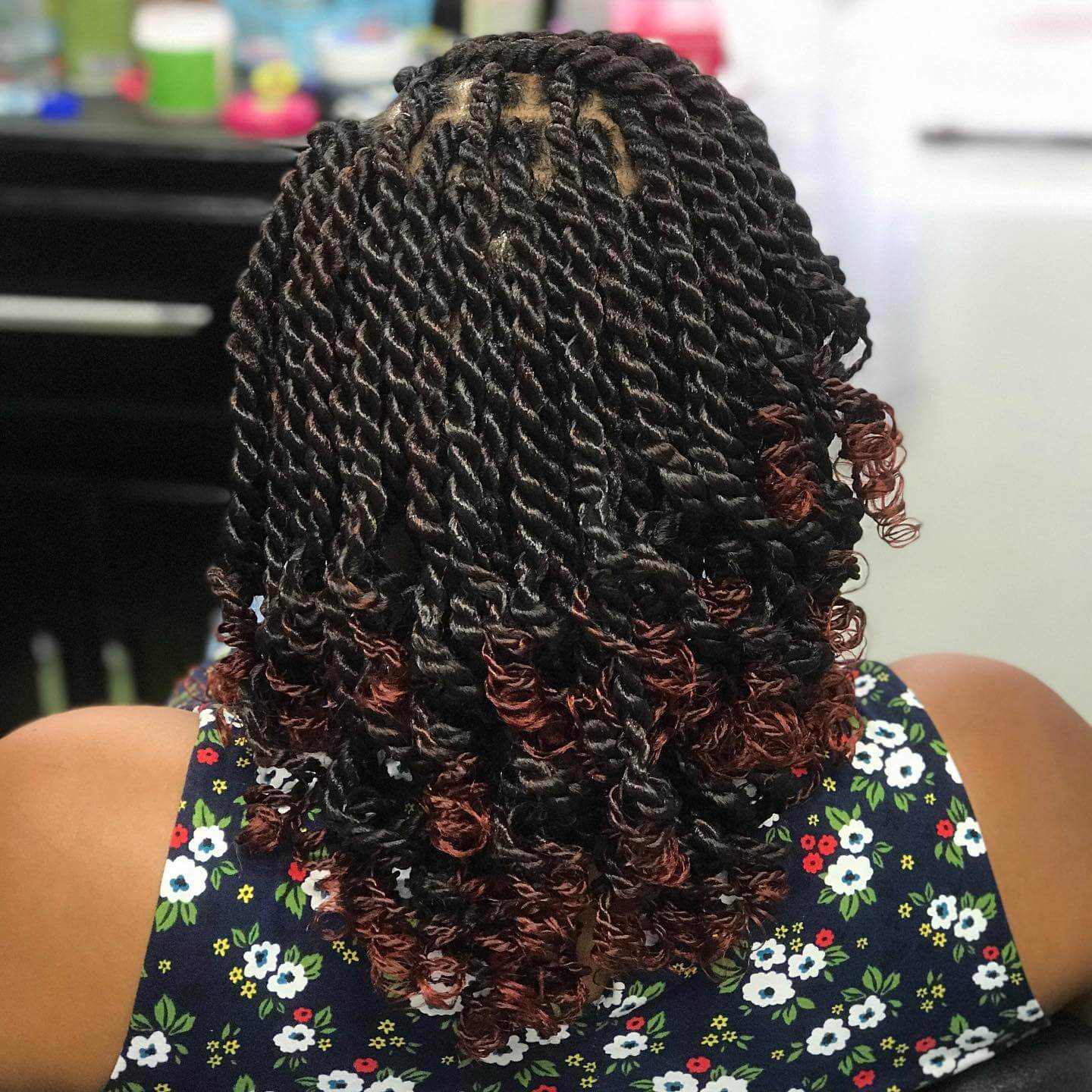 Short Senegalese Twist with Curly Ends