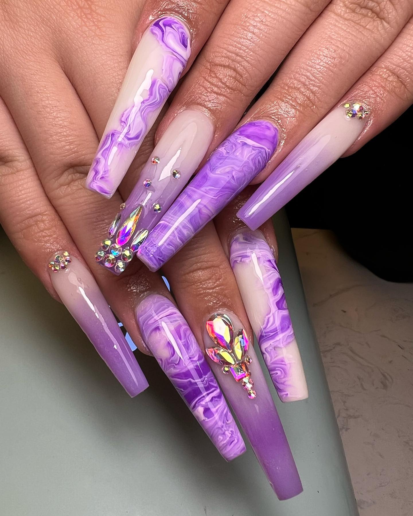 purple coffin nails