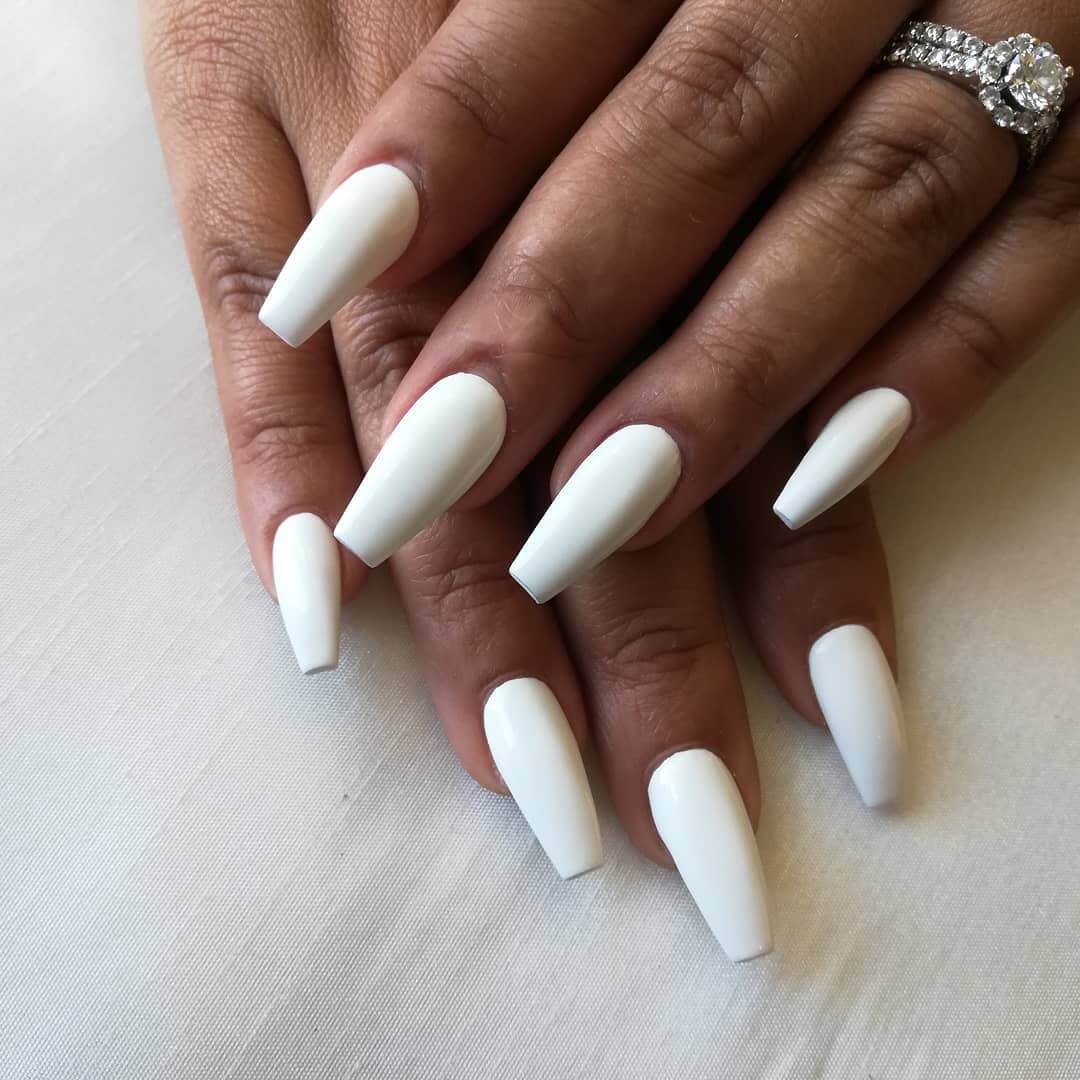 white coffin nail designs