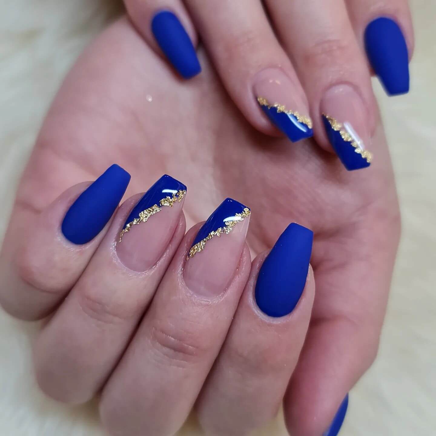 blue coffin nail designs