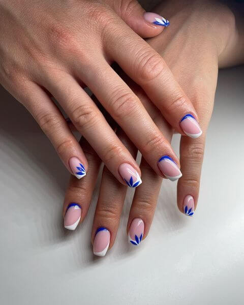 White And Light Blue Nails
