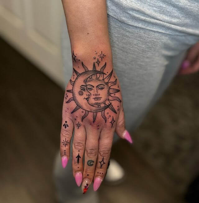 Sun And Moon Finger Tattoos