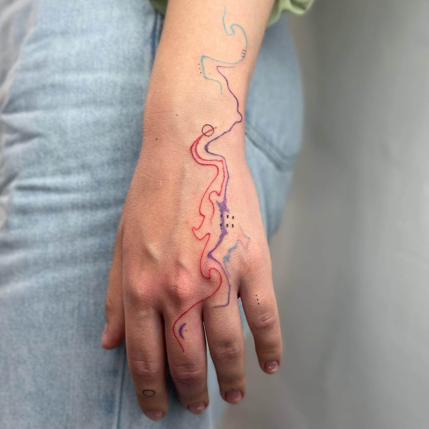 Colorful Finger Tattoos