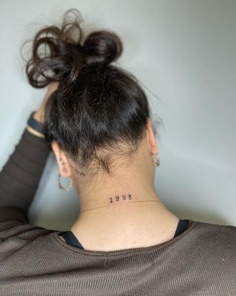Tattoo Numbers for Women's Neck