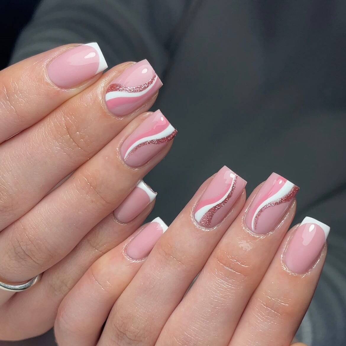 Swirl French Tip Nails