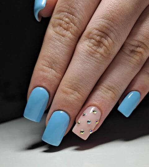 Baby Blue Nail Designs with Diamonds
