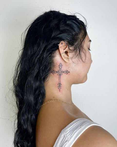 Cross Neck Tattoo