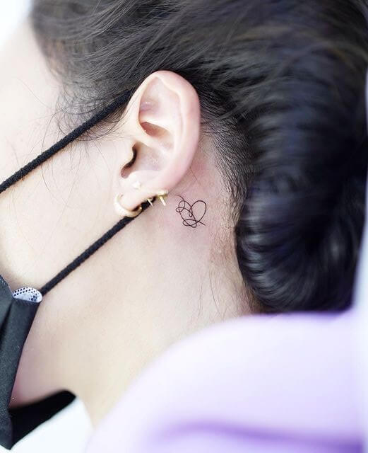Hearts Tattoos Behind Ear
