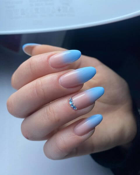 Baby Blue Nail Designs with Diamonds
