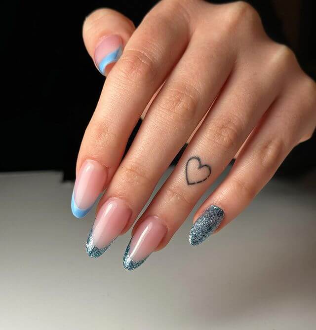 Baby Blue Nail Designs with Silver Glitter