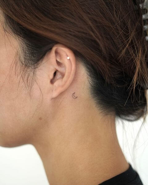 Moon Tattoos Behind Ear