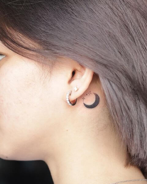 Moon Tattoos Behind Ear