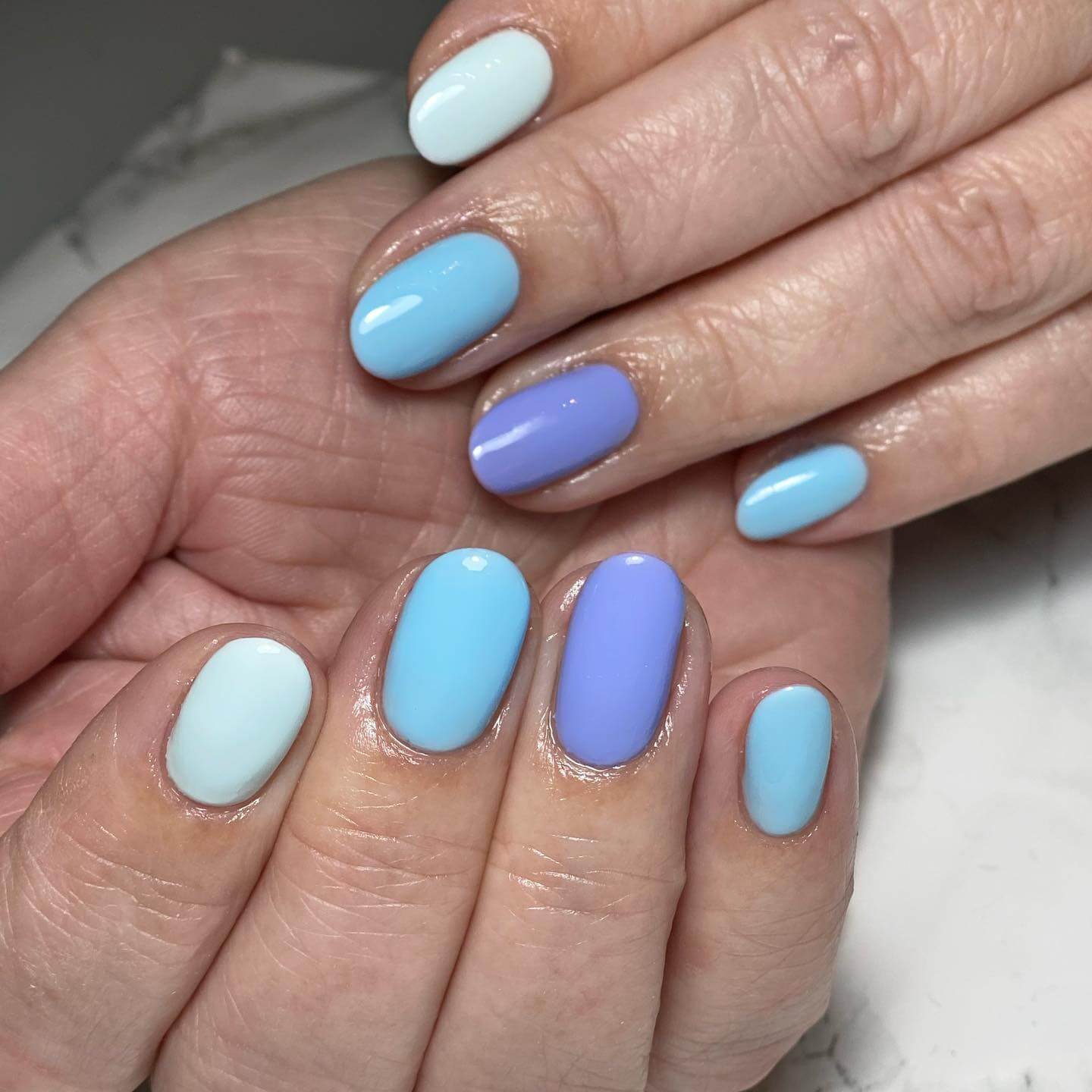 Baby Blue Oval Nails