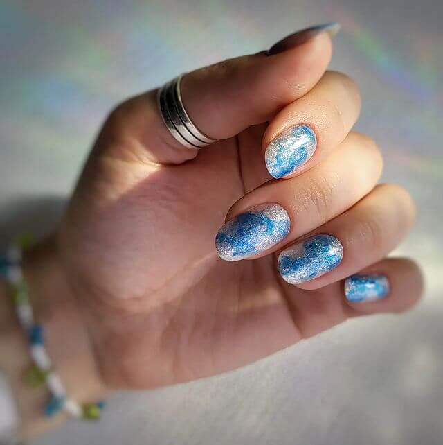 Baby Blue Oval Nails